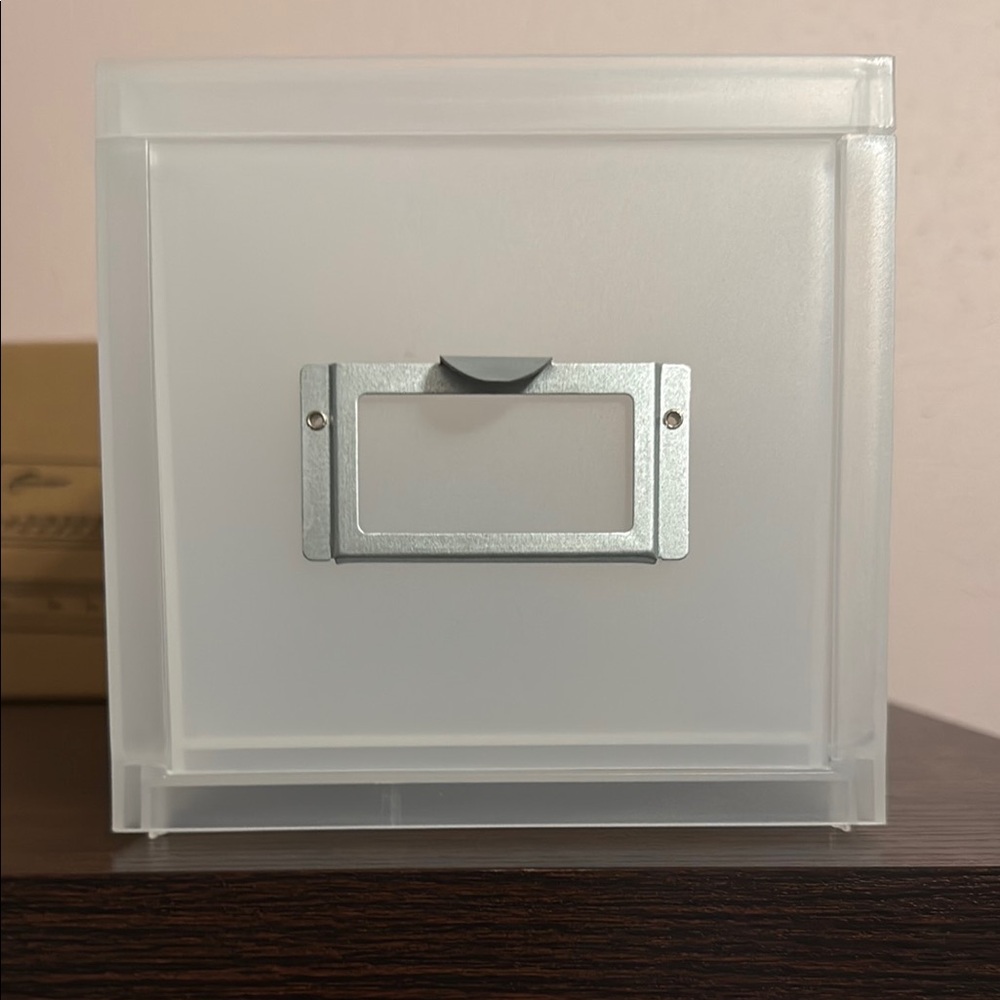 Frosted Storage Box with Metal Label Holder